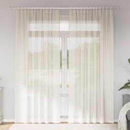 Berkfield Home Voile Curtains with Rod Pockets 2 pcs Cream - thumbnail 2