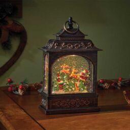 Samuel Alexander 29cm Battery Powered Light up Flying Santa Christmas Water Spinner Lantern with LEDs in Brown