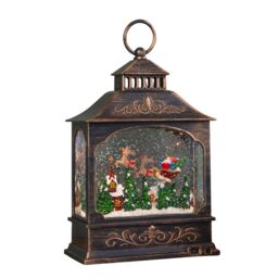 Samuel Alexander 29cm Battery Powered Light up Flying Santa Christmas Water Spinner Lantern with LEDs in Brown - thumbnail 9
