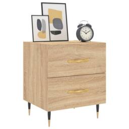 Berkfield Home Bedside Cabinet Sonoma Oak 40x35x47.5 cm Engineered Wood in Tan - thumbnail 3
