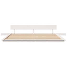 Berkfield Home Floor Bed Frame with Bedside Tables White 200x200cm Solid Wood - Size: 200x200 cm - thumbnail 5