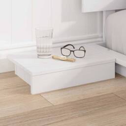 Berkfield Home Floor Bed Frame with Bedside Tables White 200x200cm Solid Wood - Size: 200x200 cm - thumbnail 4