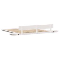 Berkfield Home Floor Bed Frame with Bedside Tables White 200x200cm Solid Wood - Size: 200x200 cm - thumbnail 7
