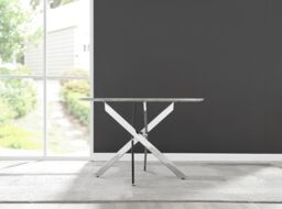 FurnitureboxUK Novara 120cm Round 6-Seater Dining Table With Silver Chrome Legs in Grey - thumbnail 7