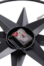 Living and Home 60cm Black Metal Roman Numeral Cut-Out Silent Wall Clock with Star-Embossed - thumbnail 5