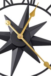 Living and Home 60cm Black Metal Roman Numeral Cut-Out Silent Wall Clock with Star-Embossed - thumbnail 3