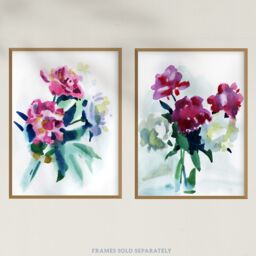 Artery8 Wall Art Print Pack of 2 A4 Spring Flower Pink & White Bouquet in Glass Vase Floral Watercolour Painting Living Room s Set - thumbnail 5