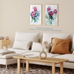 Artery8 Wall Art Print Pack of 2 A4 Spring Flower Pink & White Bouquet in Glass Vase Floral Watercolour Painting Living Room s Set - thumbnail 3