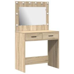 Berkfield Home Dressing Table with LED Lights Sonoma Oak 78.5x41x135 cm in Beige - thumbnail 2