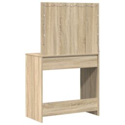 Berkfield Home Dressing Table with LED Lights Sonoma Oak 78.5x41x135 cm in Beige - thumbnail 7