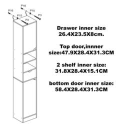 SPETLEK Wooden Tall Bathroom Cabinet 2 Door 1 Drawer Storage Modern in White - thumbnail 2
