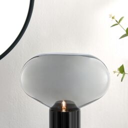 FurnitureboxUK Laura Smoked Glass & Marble Desk Table Lamp in Black - thumbnail 3