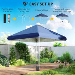 OUTSUNNY 3 x 3 m Pop Up Gazebo w/ Wheels, One-Touch Party Tent in Dark Blue - Size: 3m - thumbnail 5