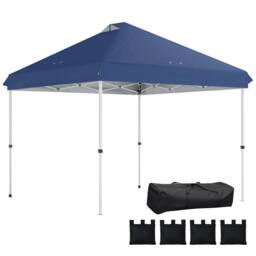 OUTSUNNY 3 x 3 m Pop Up Gazebo w/ Wheels, One-Touch Party Tent in Dark Blue - Size: 3m - thumbnail 2