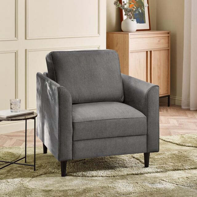 FurnitureboxUK Logan Fabric Armchair in Grey - image 1