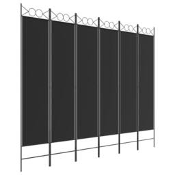 Berkfield Home 6-Panel Room Divider Black 240x200 cm Fabric - thumbnail 1