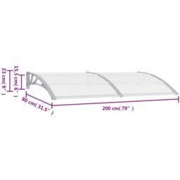 Berkfield Home Door Canopy Grey & Transparent 200x80 cm PC - thumbnail 6
