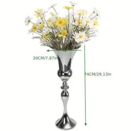 KORVIXA 74CM Stunning Silver Iron Luxury Flower Vase - Size: 100 cm x 100 cm - thumbnail 2