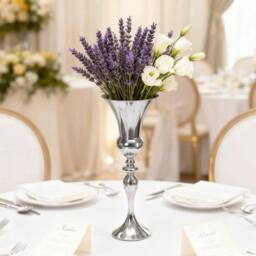 KORVIXA 74CM Stunning Silver Iron Luxury Flower Vase - Size: 100 cm x 100 cm - thumbnail 3