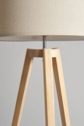 BHS Lighting Keeley Wooden Tripod Floor Lamp in Brown - thumbnail 3