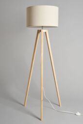 BHS Lighting Keeley Wooden Tripod Floor Lamp in Brown - thumbnail 2