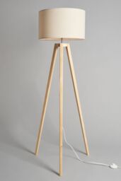 BHS Lighting Keeley Wooden Tripod Floor Lamp in Brown