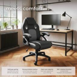 tectake Gaming Chair Mike in Black - thumbnail 9