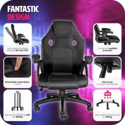 tectake Gaming Chair Mike in Black - thumbnail 7