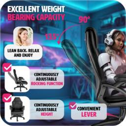 tectake Gaming Chair Mike in Black - thumbnail 4