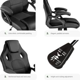 tectake Gaming Chair Mike in Black - thumbnail 3