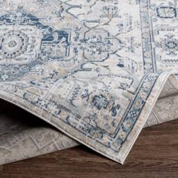 Livabliss Jolie-Vintage Grey Blue Black Burgundy Traditional Boho Living Dining Bedroom Rug in Dark Blue - Size: 160 cm x 220 cm - thumbnail 4