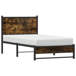 Berkfield Home Metal Bed Frame without Mattress Smoked Oak 100x200 cm in Brown - thumbnail 4