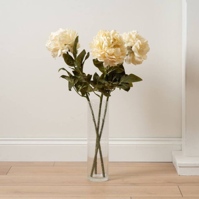 Scottish Everlastings Ltd 73cm Cream Peony Stem 3PK - image 1