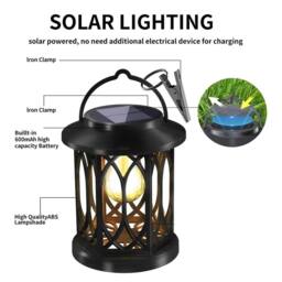 SPETLEK 2x Solar LED Hanging Lanterns, Waterproof Outdoor Garden Lights in Black - thumbnail 3