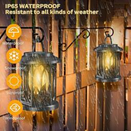 SPETLEK 2x Solar LED Hanging Lanterns, Waterproof Outdoor Garden Lights in Black - thumbnail 4