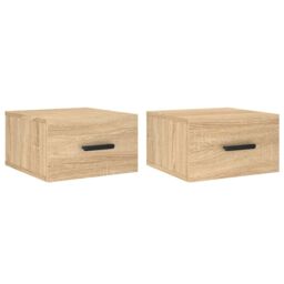 Berkfield Home Wall-mounted Bedside Cabinets 2 pcs Sonoma Oak 35x35x20 cm in Brown - Size: 35 x 35 x 20 cm - thumbnail 2