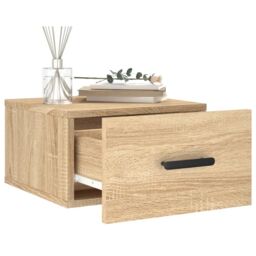 Berkfield Home Wall-mounted Bedside Cabinets 2 pcs Sonoma Oak 35x35x20 cm in Brown - Size: 35 x 35 x 20 cm - thumbnail 4