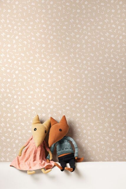 Hoopla Walls Alphabet Jumble 10m Matt Wallpaper in Natural - image 1