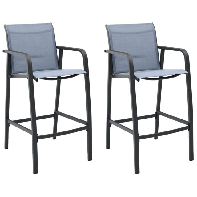 Berkfield Home Garden Bar Chairs 2 pcs Grey Textilene - image 1
