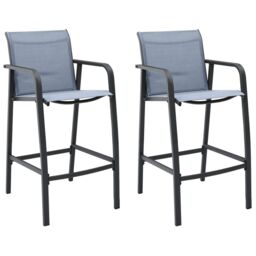 Berkfield Home Garden Bar Chairs 2 pcs Grey Textilene - thumbnail 1