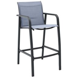 Berkfield Home Garden Bar Chairs 2 pcs Grey Textilene - thumbnail 2