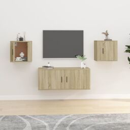 Berkfield Home Wall Mounted TV Cabinets 2 pcs Sonoma Oak 40x34.5x40 cm in Brown - thumbnail 1