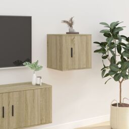 Berkfield Home Wall Mounted TV Cabinets 2 pcs Sonoma Oak 40x34.5x40 cm in Brown - thumbnail 4