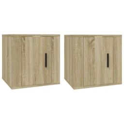 Berkfield Home Wall Mounted TV Cabinets 2 pcs Sonoma Oak 40x34.5x40 cm in Brown - thumbnail 2