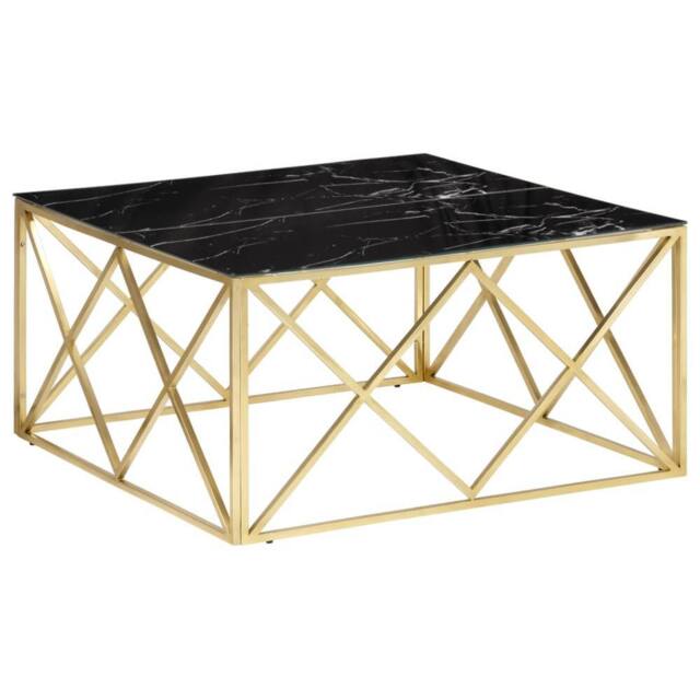 Berkfield Home Coffee Table Gold Stainless Steel & Tempered Glass - image 1