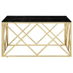 Berkfield Home Coffee Table Gold Stainless Steel & Tempered Glass - thumbnail 4