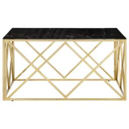 Berkfield Home Coffee Table Gold Stainless Steel & Tempered Glass - thumbnail 3