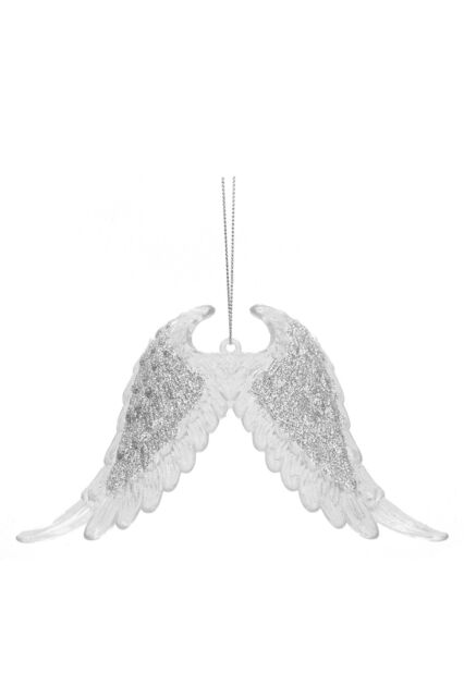 VFM e-Store Christmas Tree Decoration Hanging Glitter Snowflake Angel Wings Silver - image 1