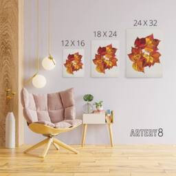 "Artery8 Autumn Leaves Leaf Patterns Reijer Stolk Canvas Wall Art Print in White - Size: W12"" x H16""" - thumbnail 4