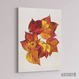 "Artery8 Autumn Leaves Leaf Patterns Reijer Stolk Canvas Wall Art Print in White - Size: W12"" x H16""" - thumbnail 2